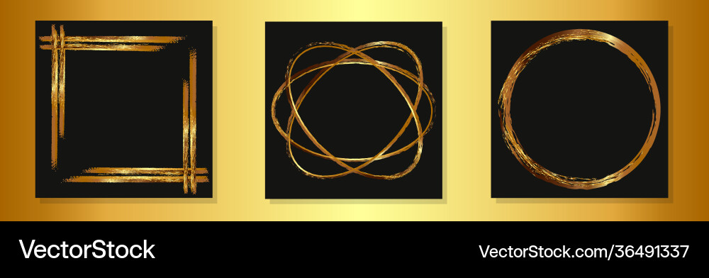Set golden abstract frames and borders Vector Image