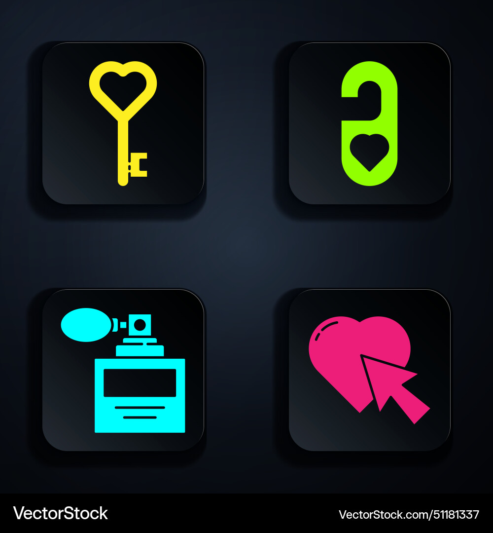 Set heart and cursor click key in shape Set heart and cursor click key in shape vector image
