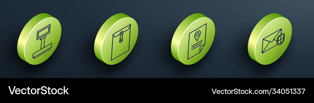 Set isometric scale envelope document tracking Set isometric scale envelope document tracking Vector Image