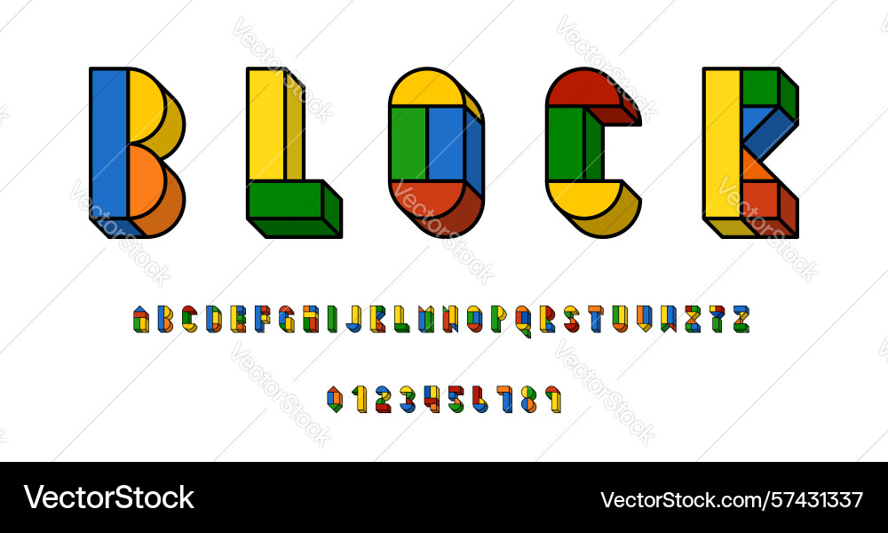 Set of alphabets font letters and numbers Set of alphabets font letters and numbers vector image