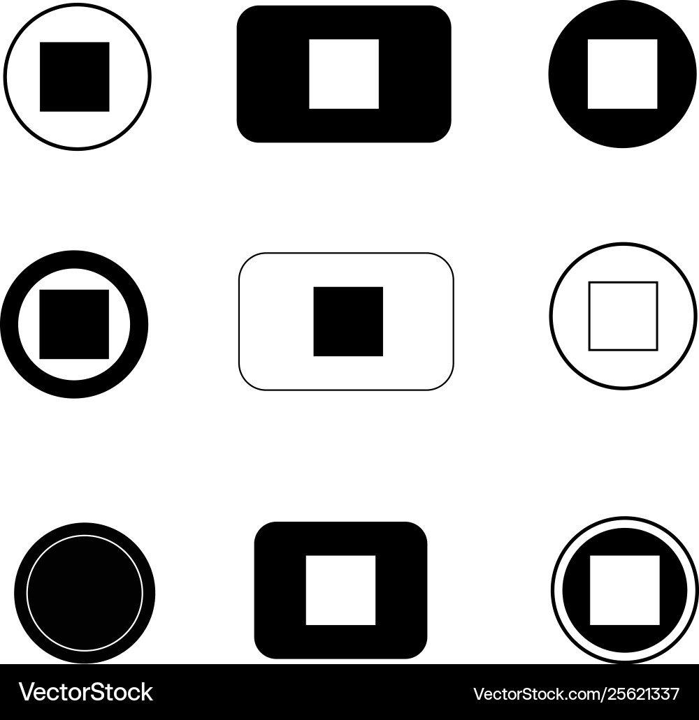 Set stop button icon on white background flat vector image