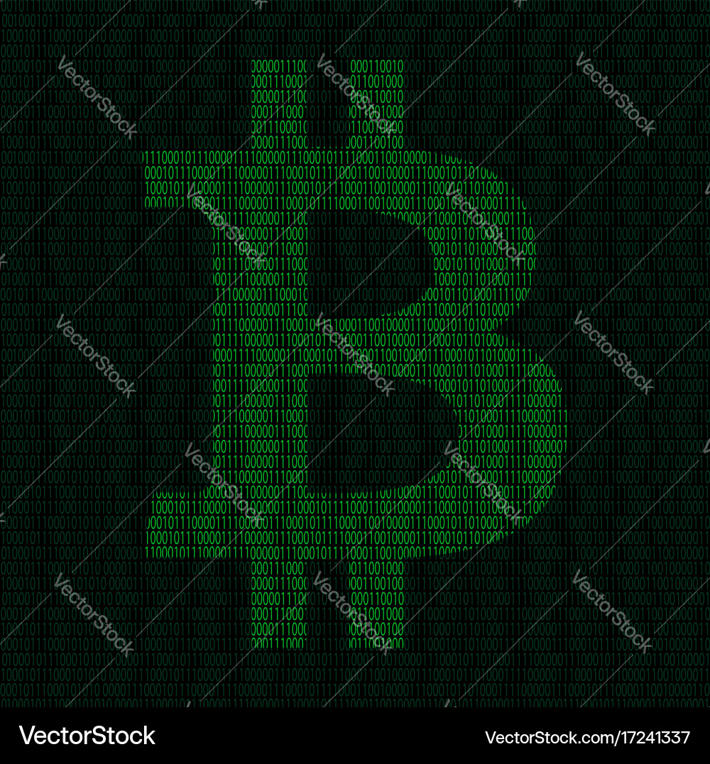 Silhouette of bitcoin symbol from binary digits Vector Image
