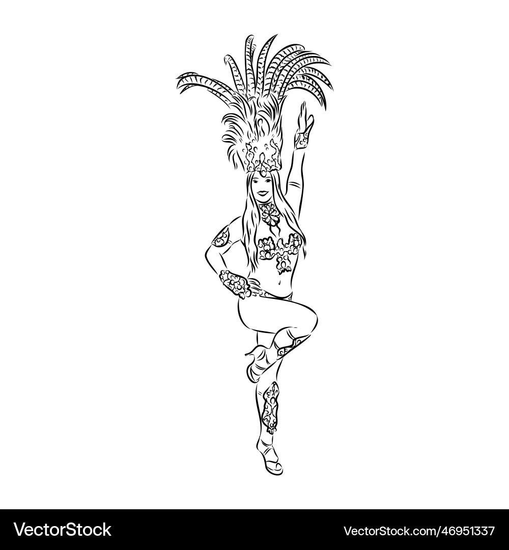 Sketch of samba dancer isolated on white Vector Image