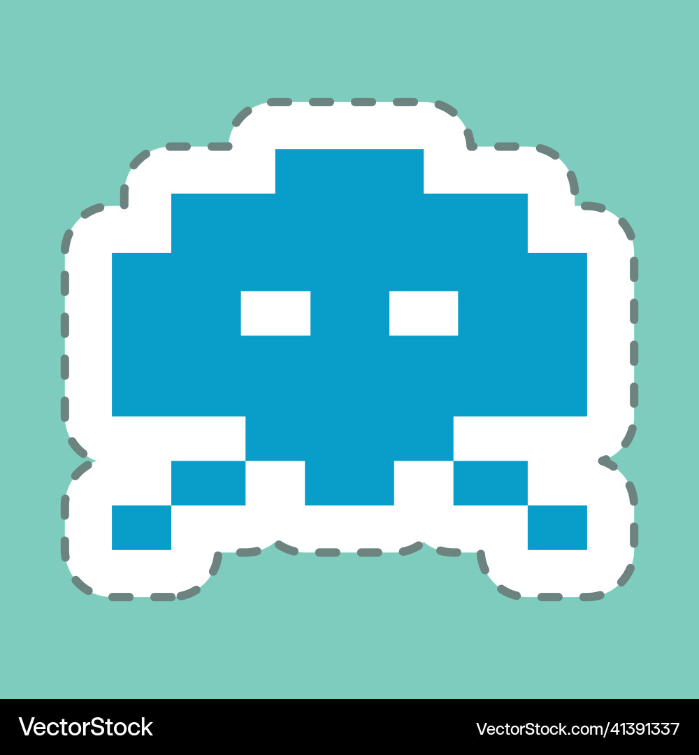 Sticker alien invader - line cutsimple editable Sticker alien invader - line cutsimple editable Vector Image