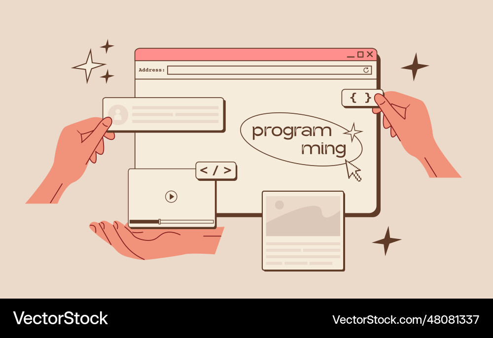 Team of programmers and designers working Team of programmers and designers working vector image