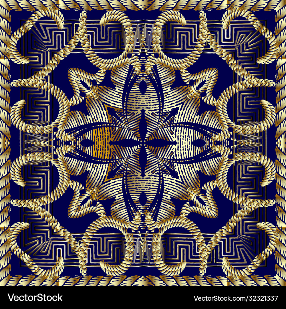 Textured gold 3d twisted ropes seamless pattern Textured gold 3d twisted ropes seamless pattern Vector Image