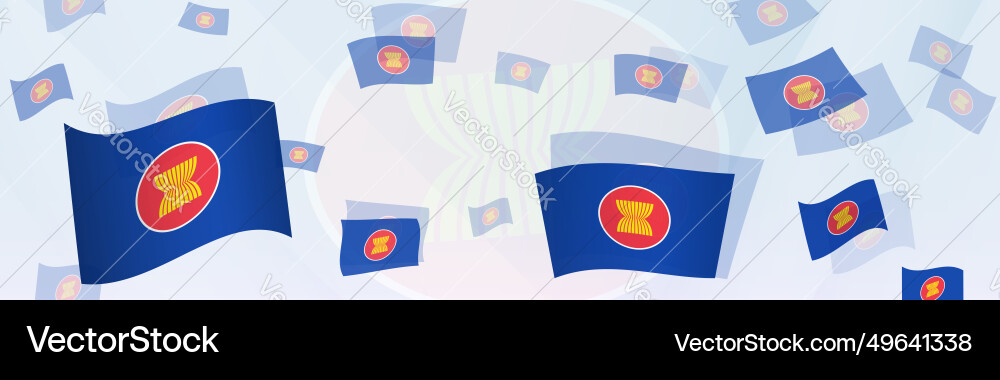 Asean flag-themed abstract design on a banner Vector Image