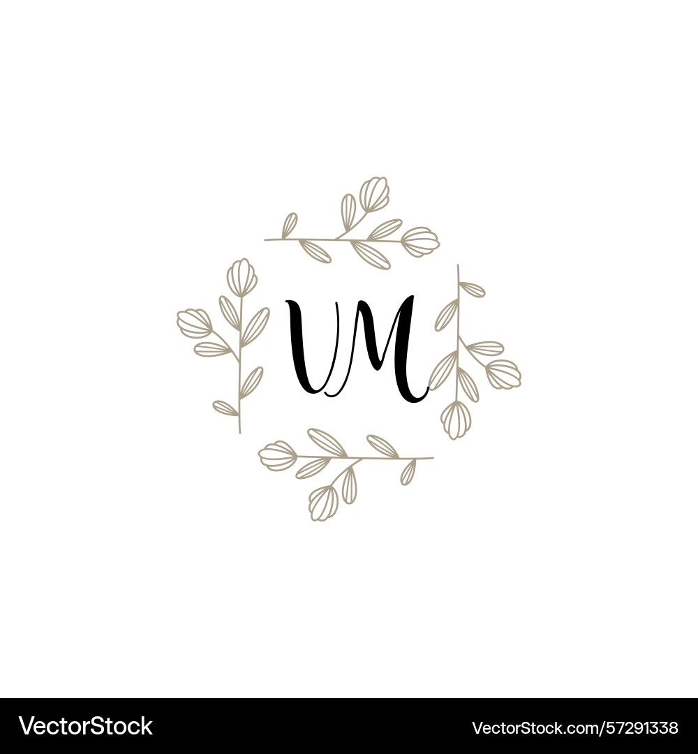 Botanical monogram logos with initial vm Vector Image
