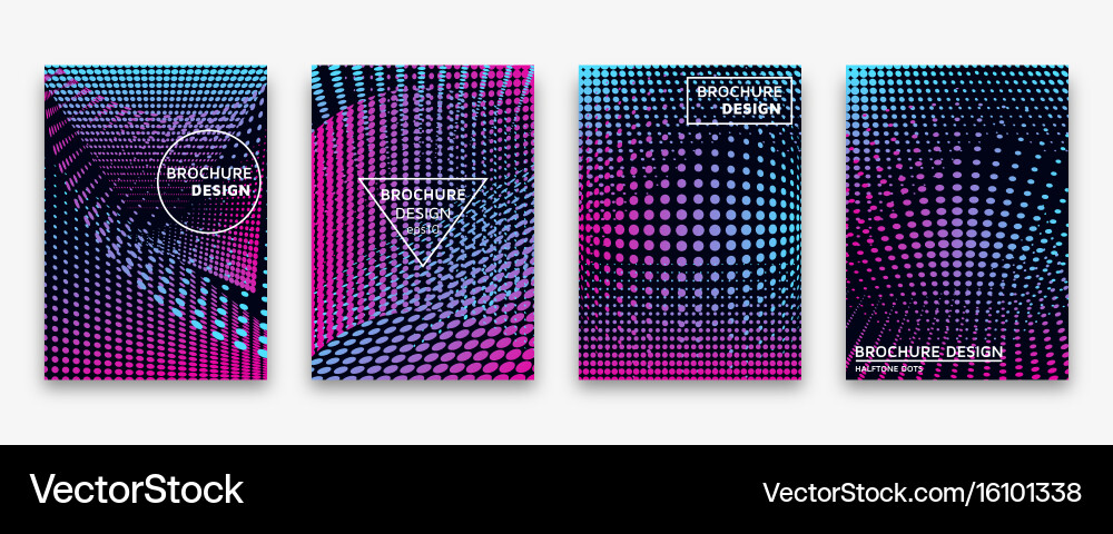 Brochure design with halftone dots and neon Vector Image