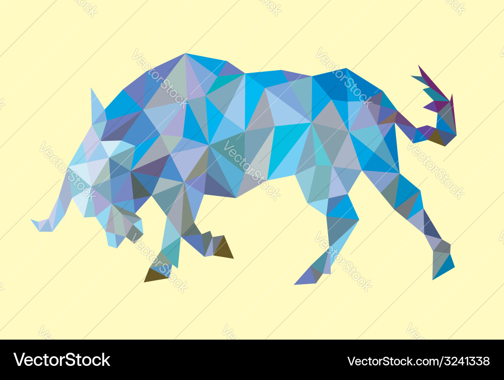 Bull Low Poly Animal Icon Vector Image
