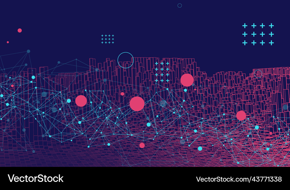 Futuristic Wireframe Network Background Vector Image