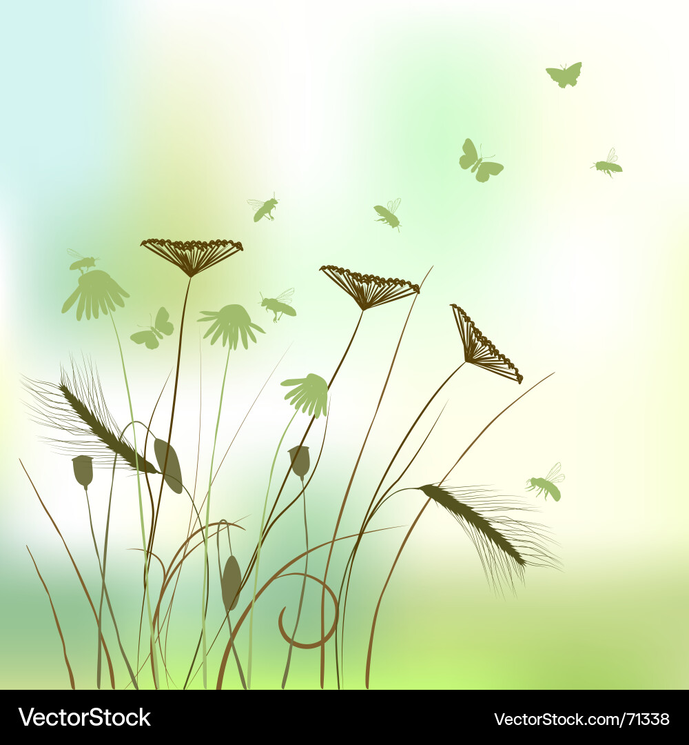Grass Silhouette Meadow Background Vector Image