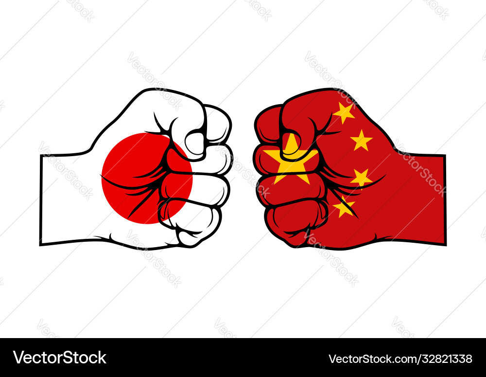 Japan vs. China Conflict vector image