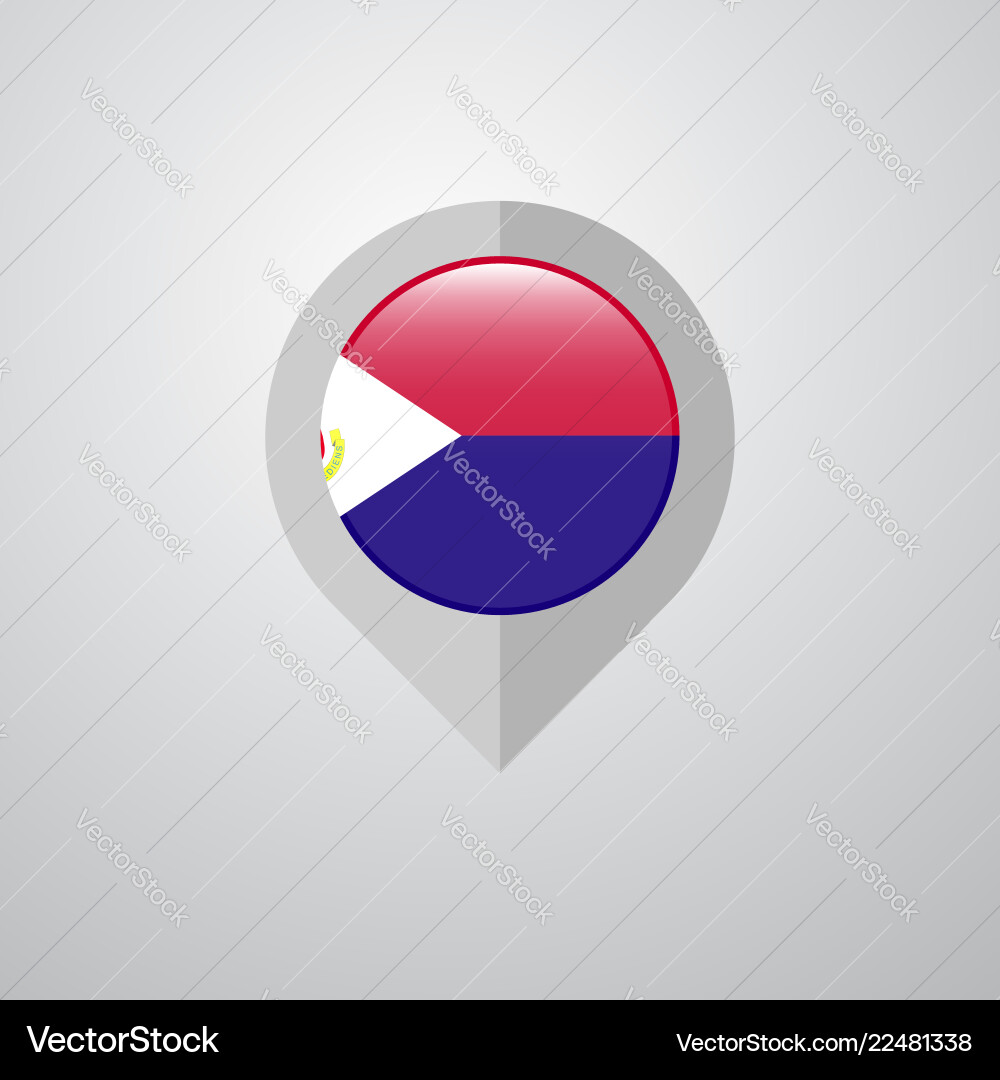 Map navigation pointer with saint-martin flag vector image