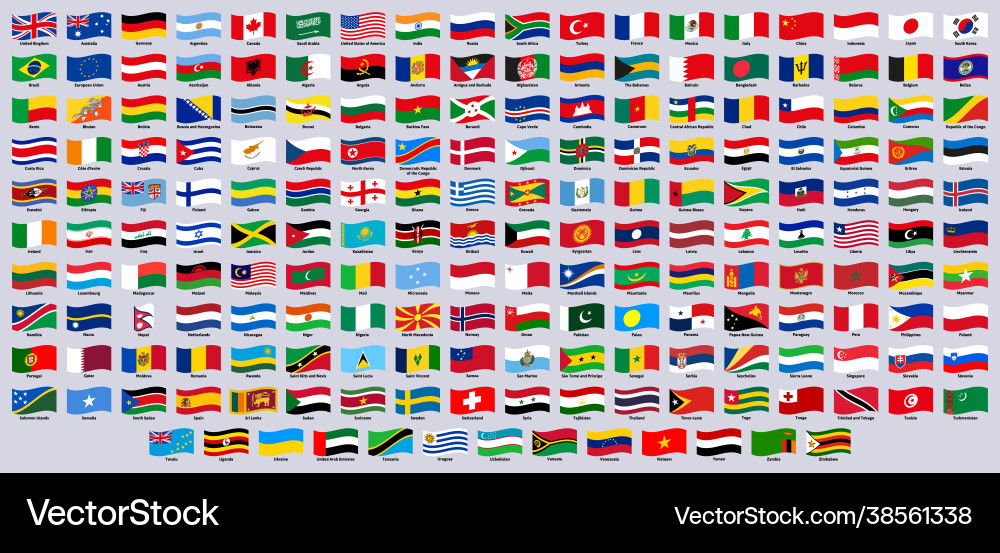 National waving flags world countries vector image