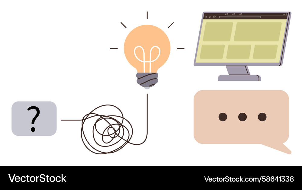 Problem-solving concept with lightbulb question Problem-solving concept with lightbulb question Vector Image