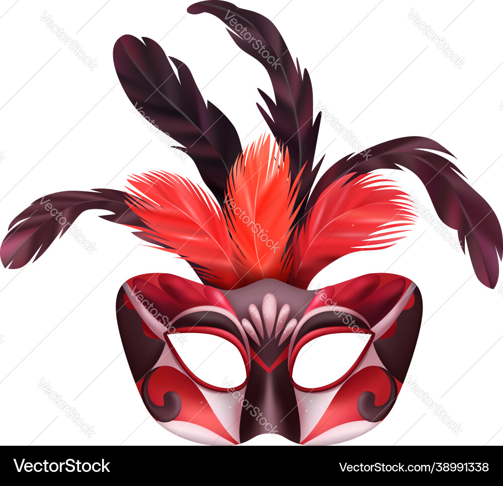 Red carnival mask composition Red carnival mask composition vector image