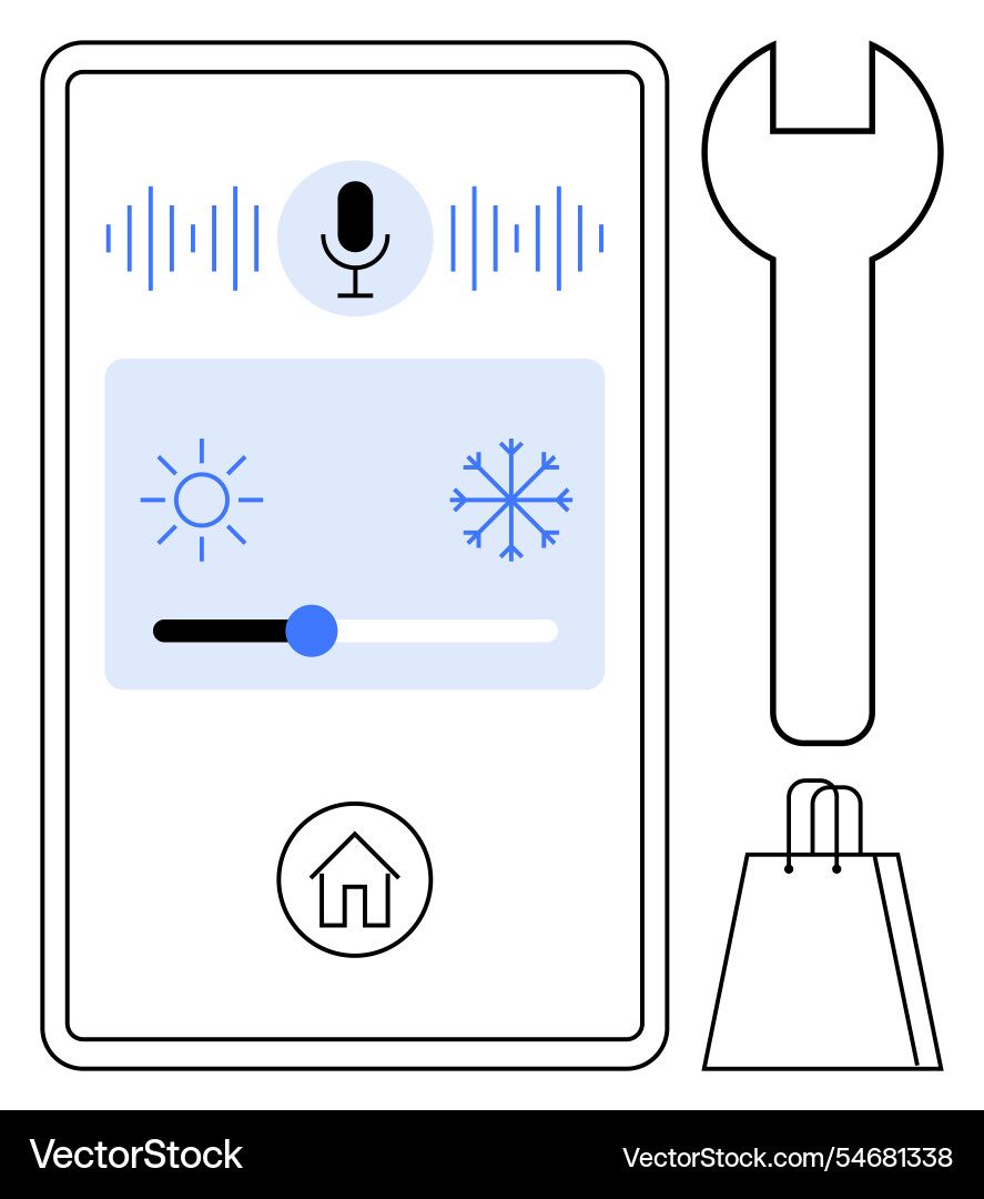 Smart home temperature control display with voice Smart home temperature control display with voice vector image
