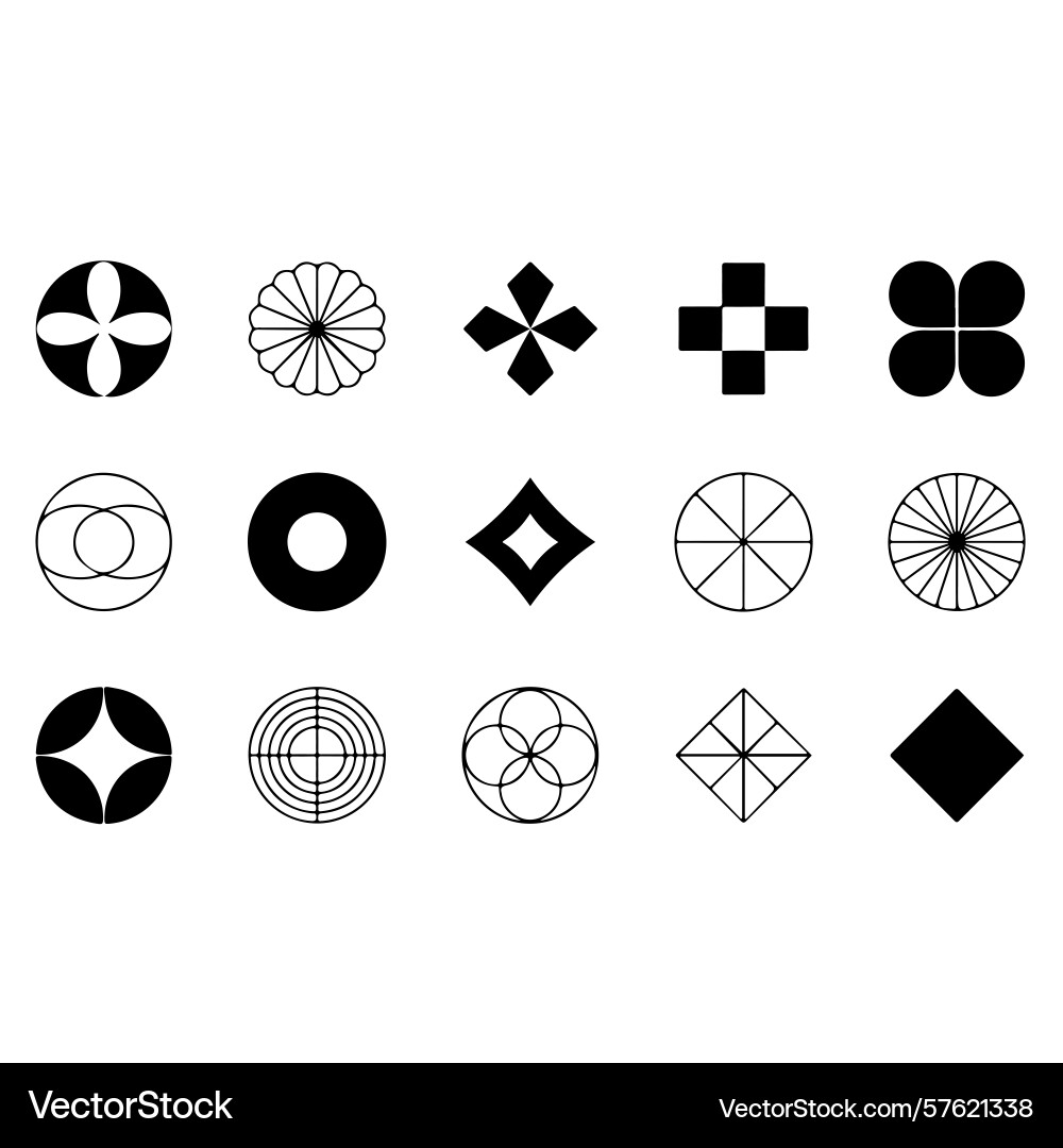 Web design icon set circle star and comp Vector Image