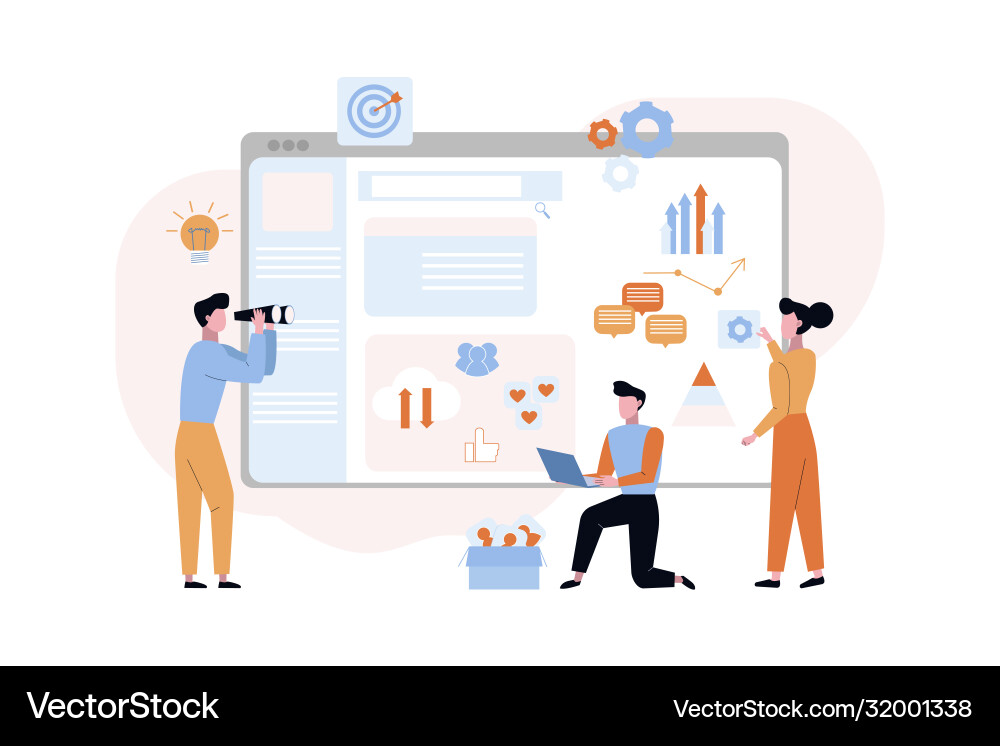 Website Debugging & SEO Optimization Vector Image