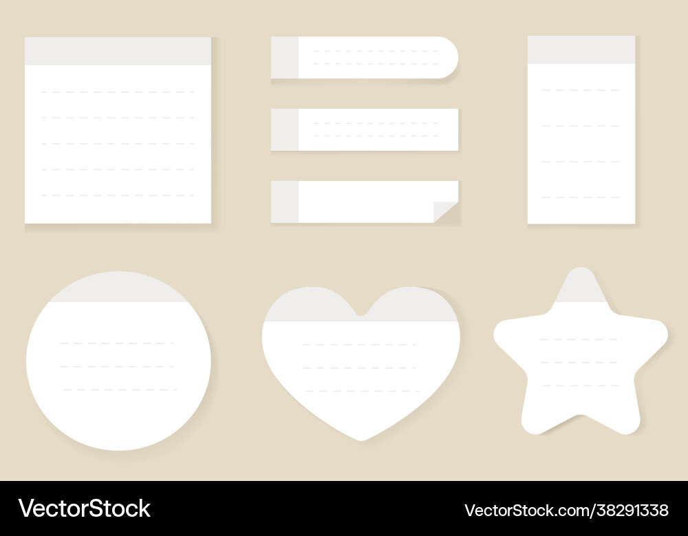 White realistic style empty paper sticky notes iso vector image