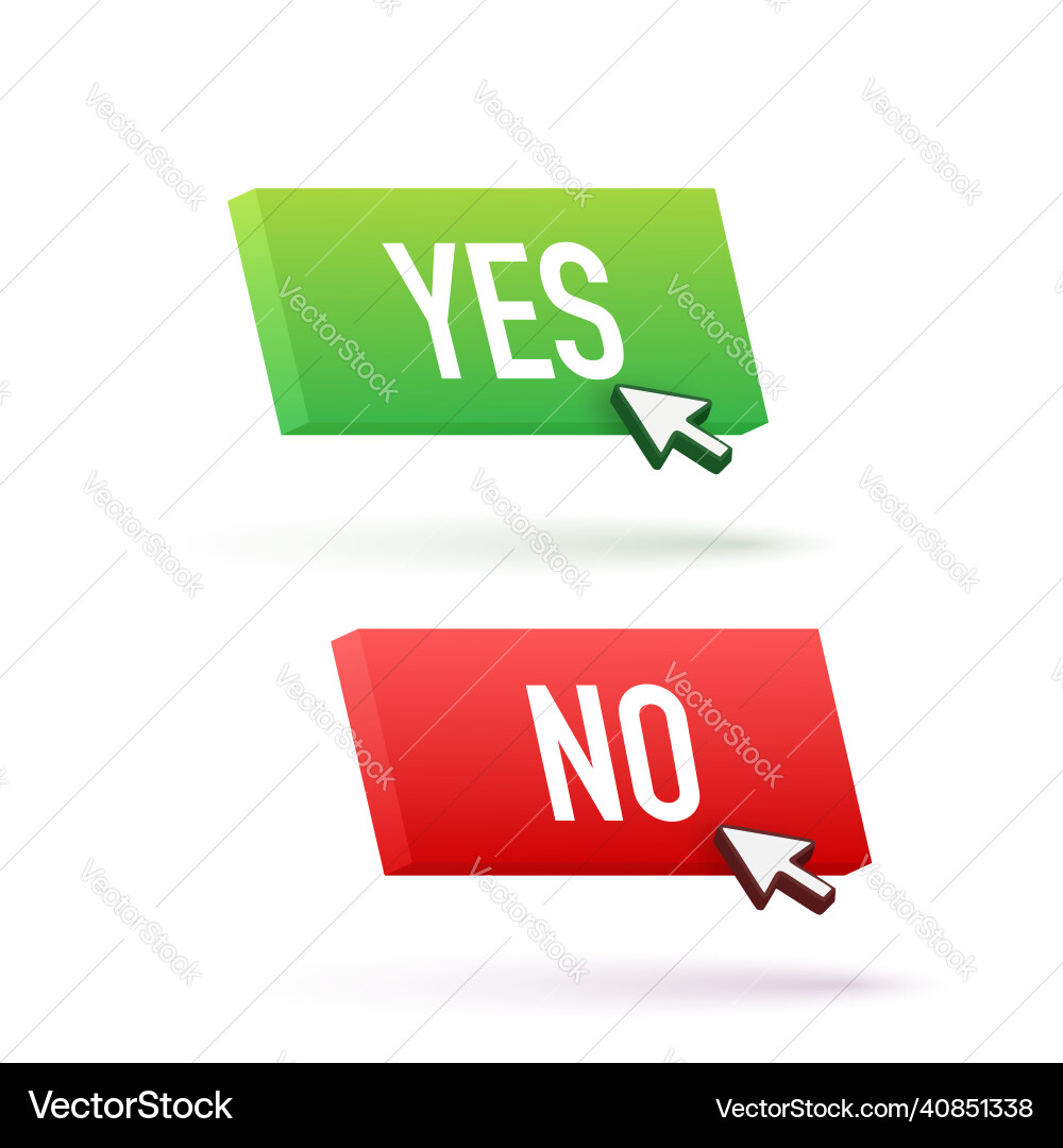 Yes and no button with coursor feedback concept Vector Image