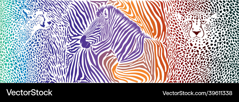 Zebra and Cheetah Pattern Background Vector Image