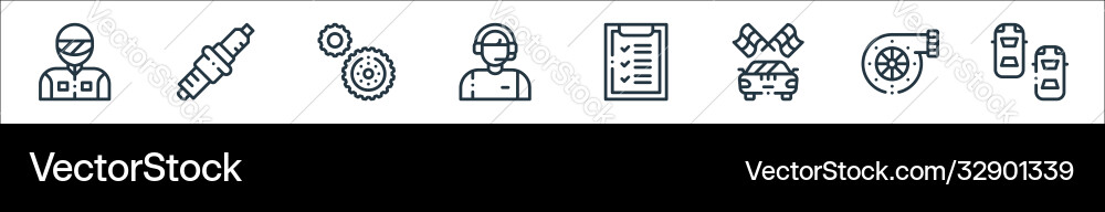 Autoracing line icons linear set quality Autoracing line icons linear set quality vector image