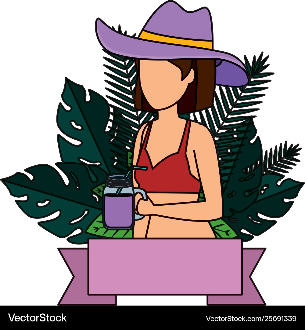 Beautiful woman with swimsuit and cocktail Beautiful woman with swimsuit and cocktail vector image