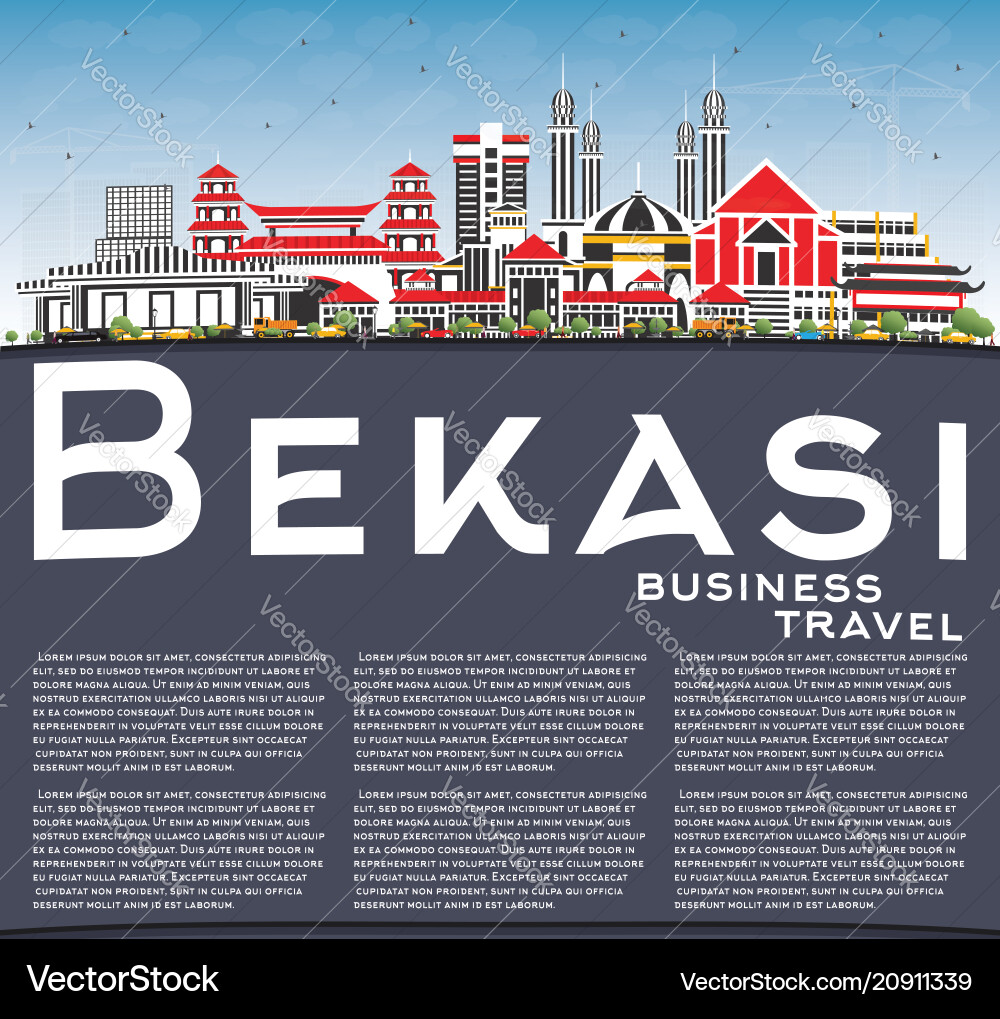 Bekasi indonesia city skyline with color Bekasi indonesia city skyline with color vector image
