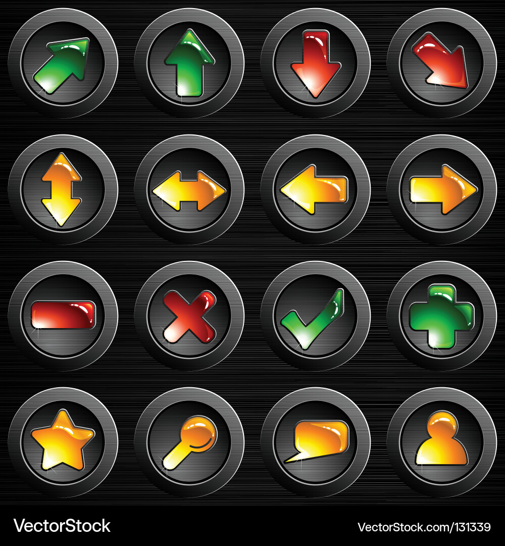 Brushed Steel Button Set Vector Image