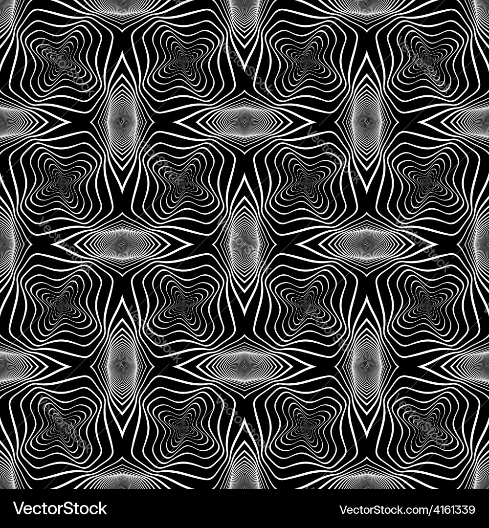 Design seamless monochrome warped grid pattern vector image