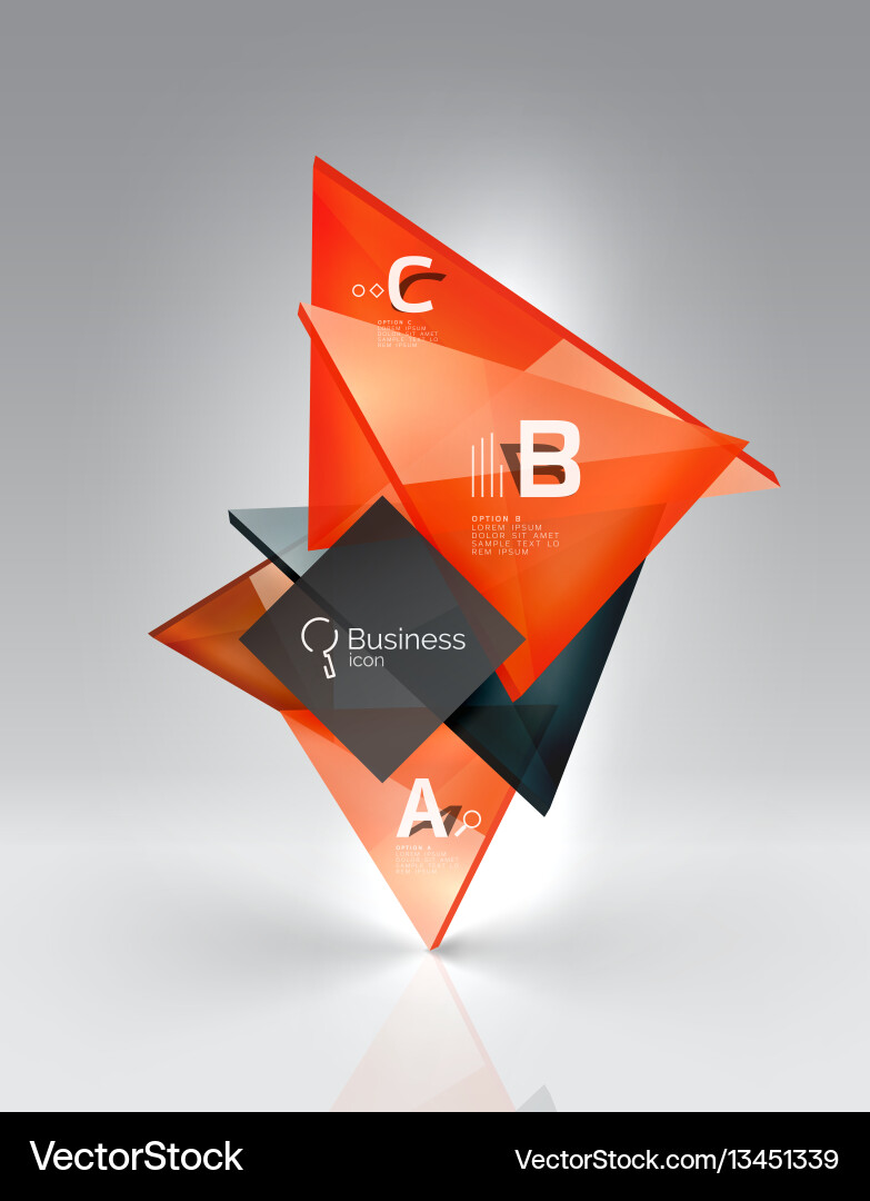 Glossy glass translucent triangles on 3d empty Glossy glass translucent triangles on 3d empty vector image