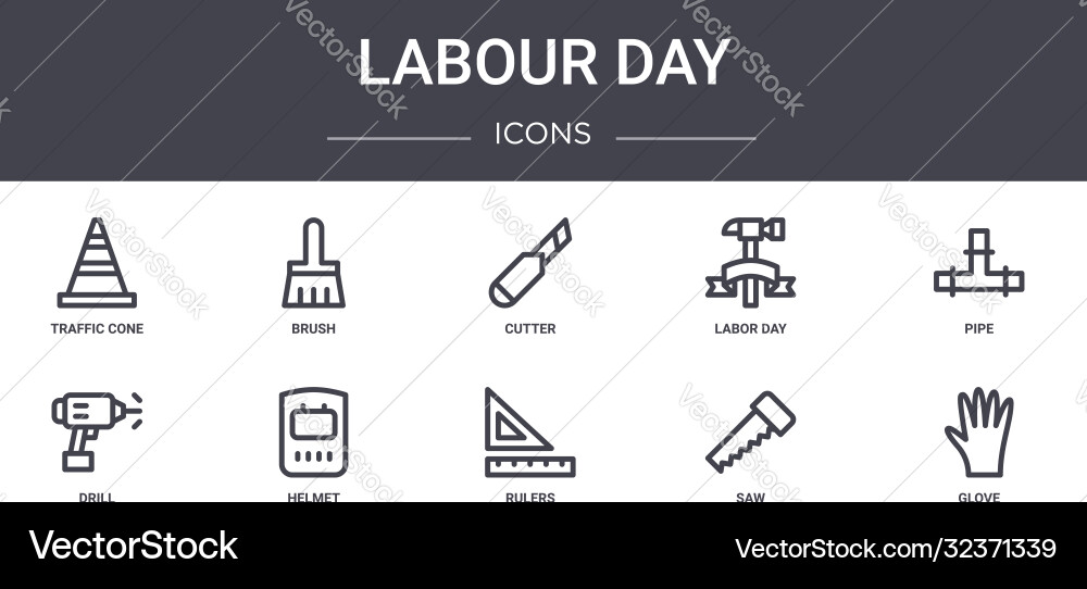 Labour day concept line icons set contains Labour day concept line icons set contains vector image