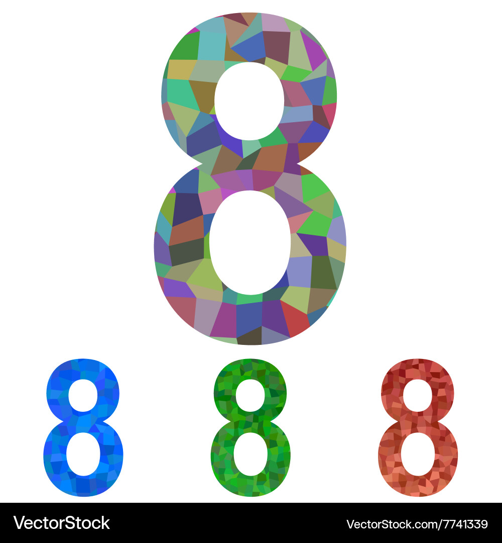 Mosaic font design set - number 8 Vector Image