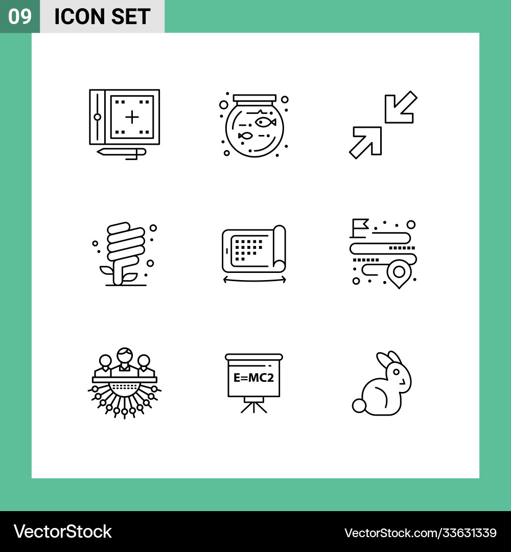 Pictograph set 9 simple outlines display Vector Image