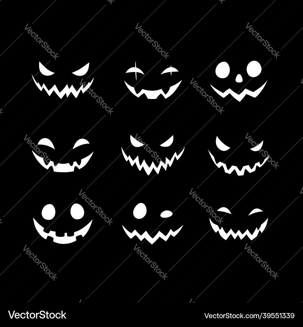Scary Halloween Faces Collection Vector Image