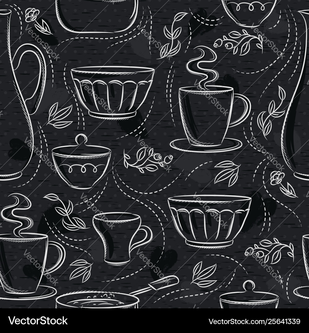Seamless patterns with different tableware Vector Image