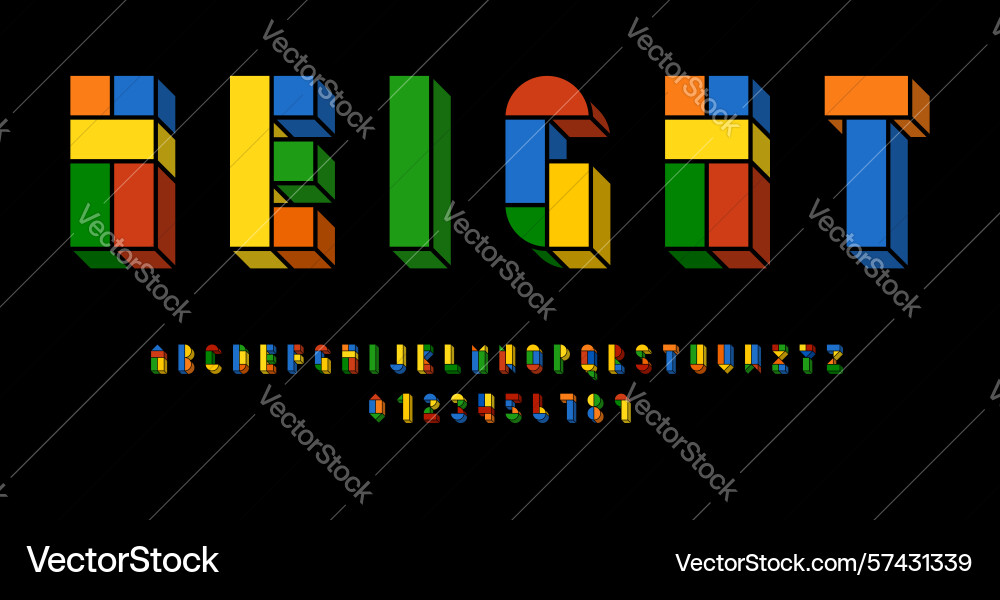 Set of alphabets font letters and numbers Set of alphabets font letters and numbers vector image