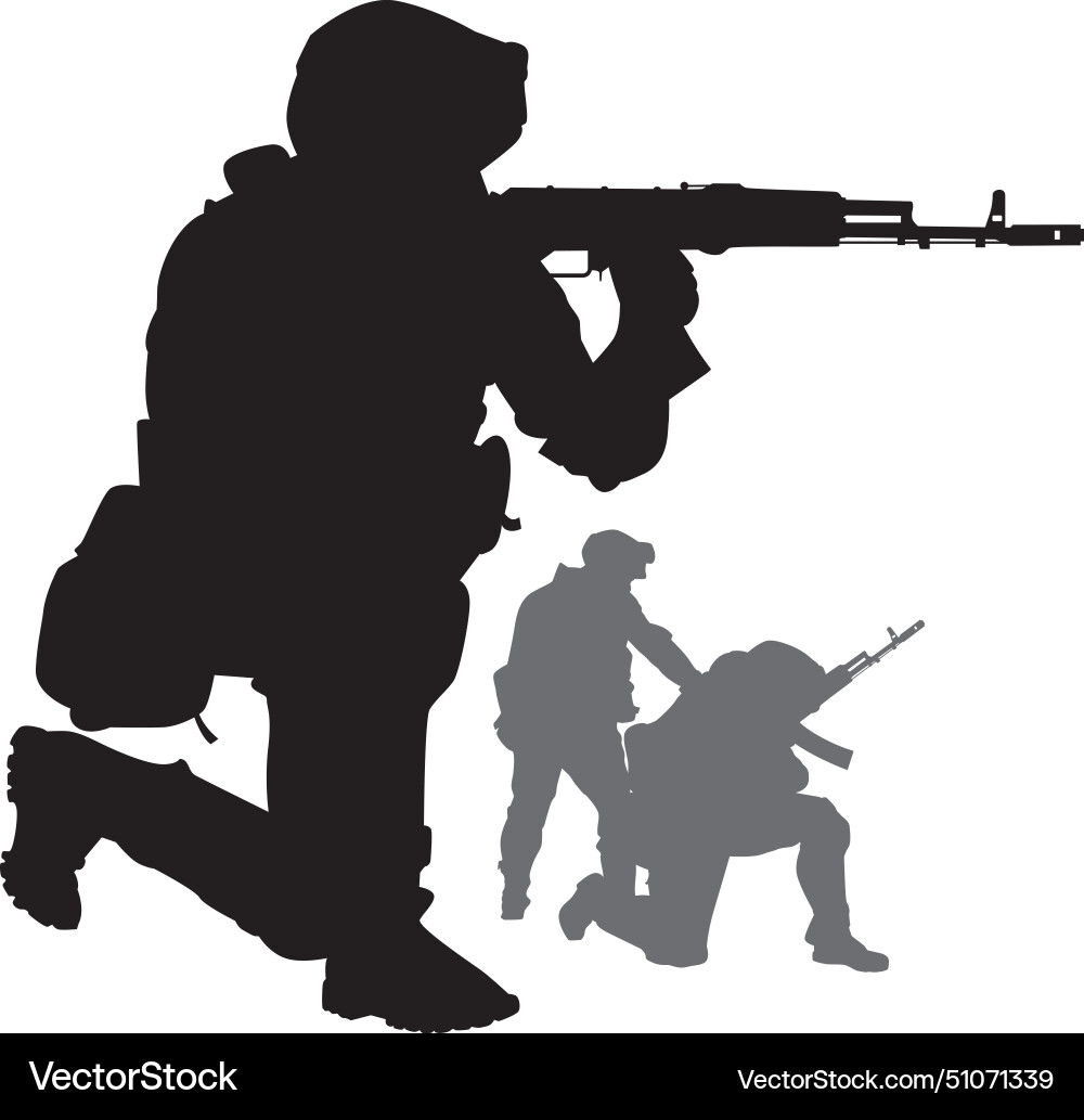 Silhouettes soldiers Vector Image
