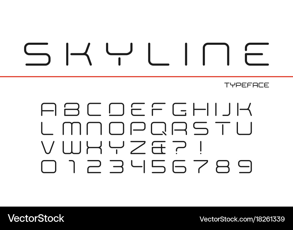 Skyline decorative regular font design vector image