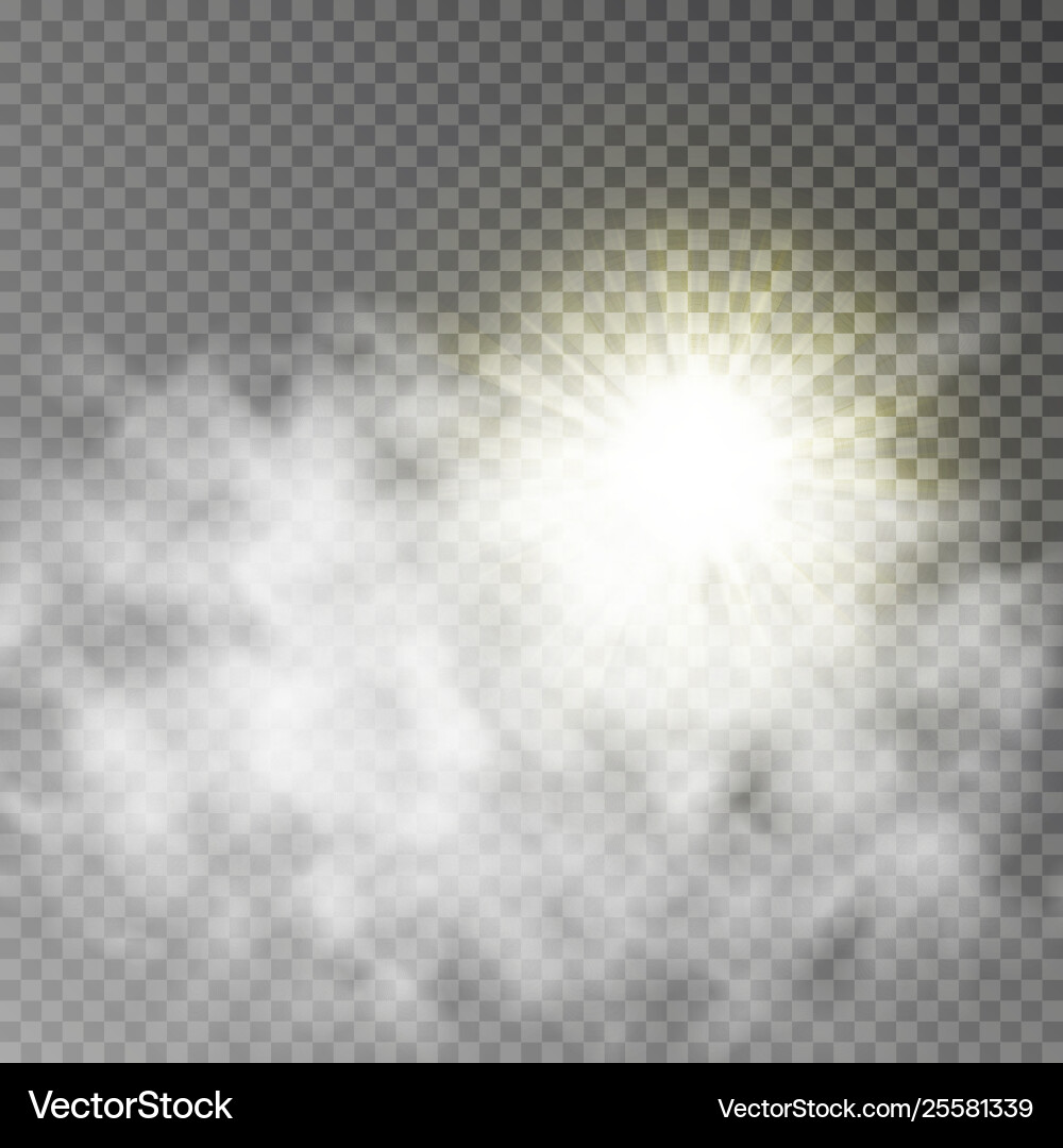 Sun and cloud isolate on background Vector Image