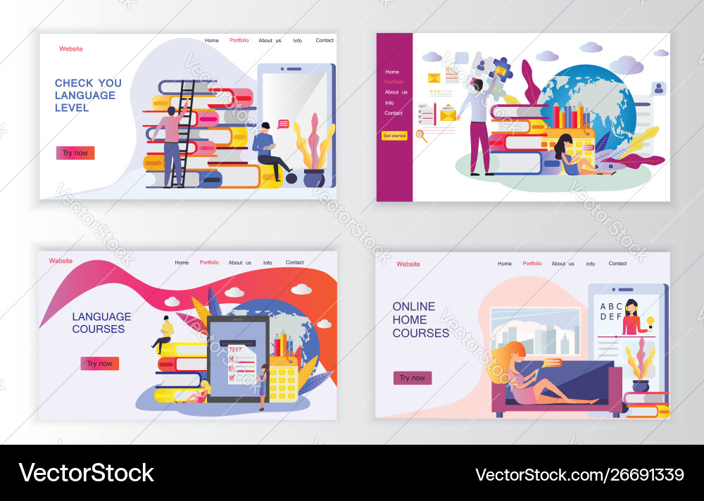 Web page design templates for language courses Web page design templates for language courses vector image