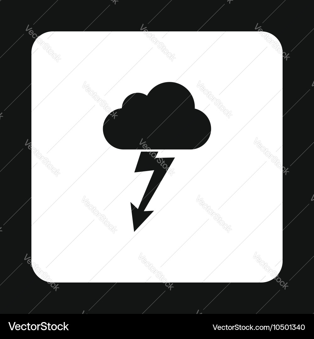 Cloud and lightning icon simple style vector image