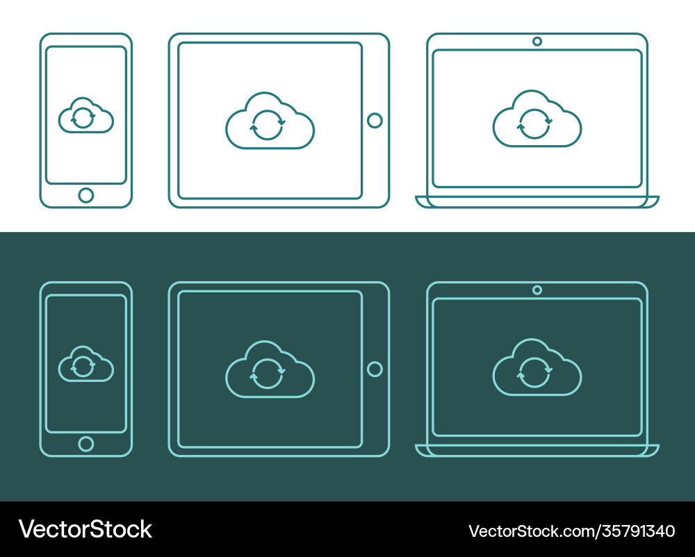 Cloud Computing Icons - Inverted Colors Vector Image