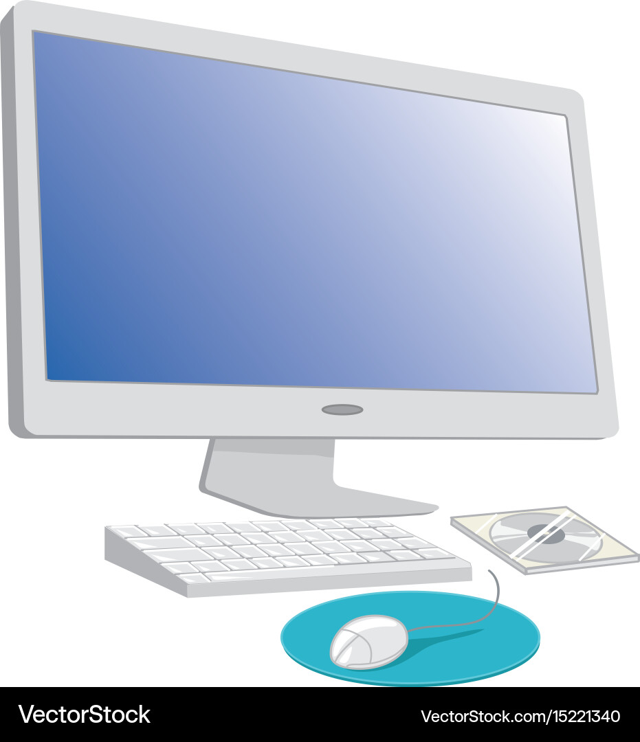 Computer with keyboard and mouse vector image