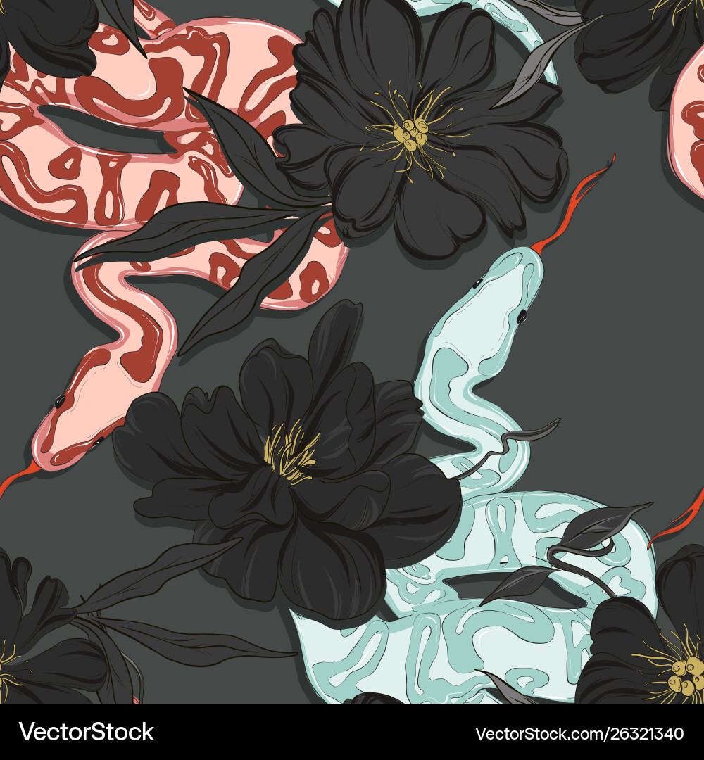 Floral Snake Pattern Royalty Free Vector Image