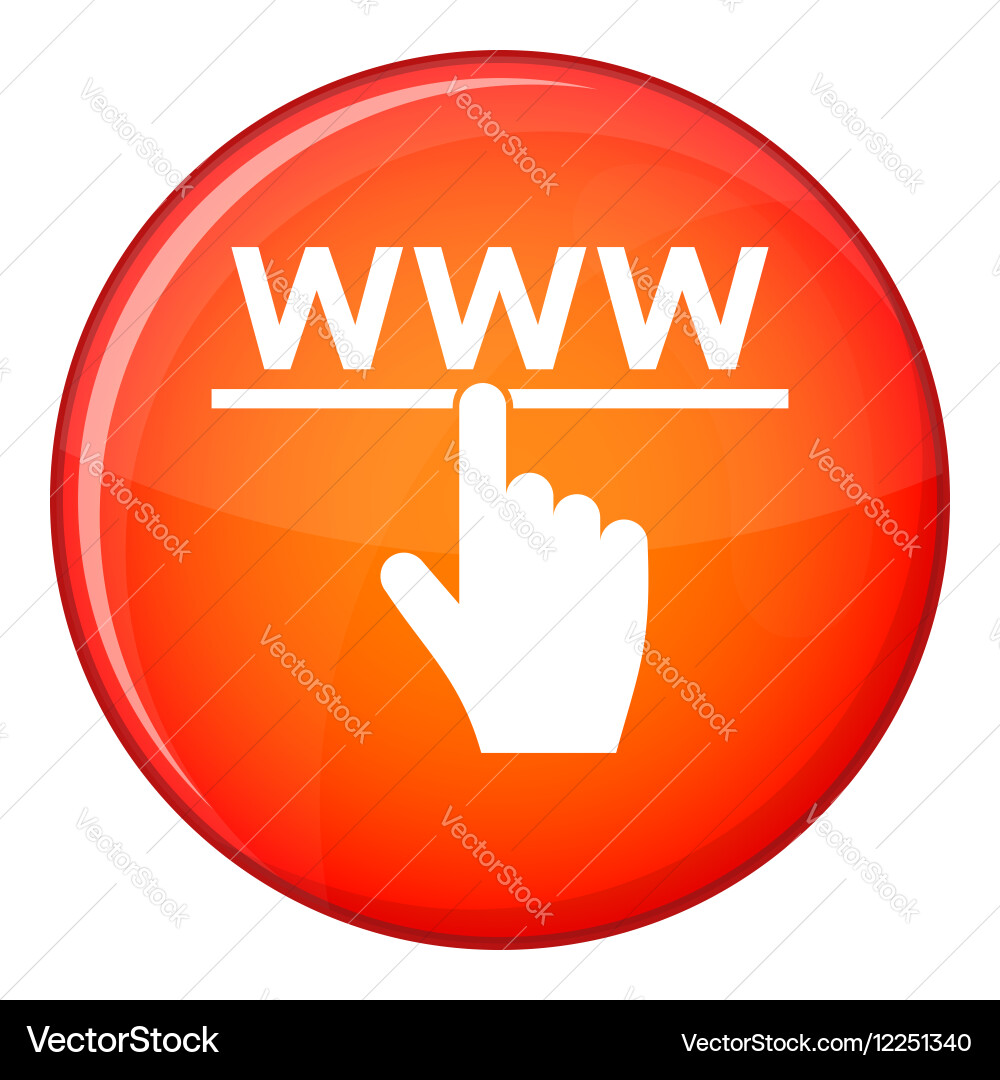 Hand Cursor Website Icon - Red Circle vector image