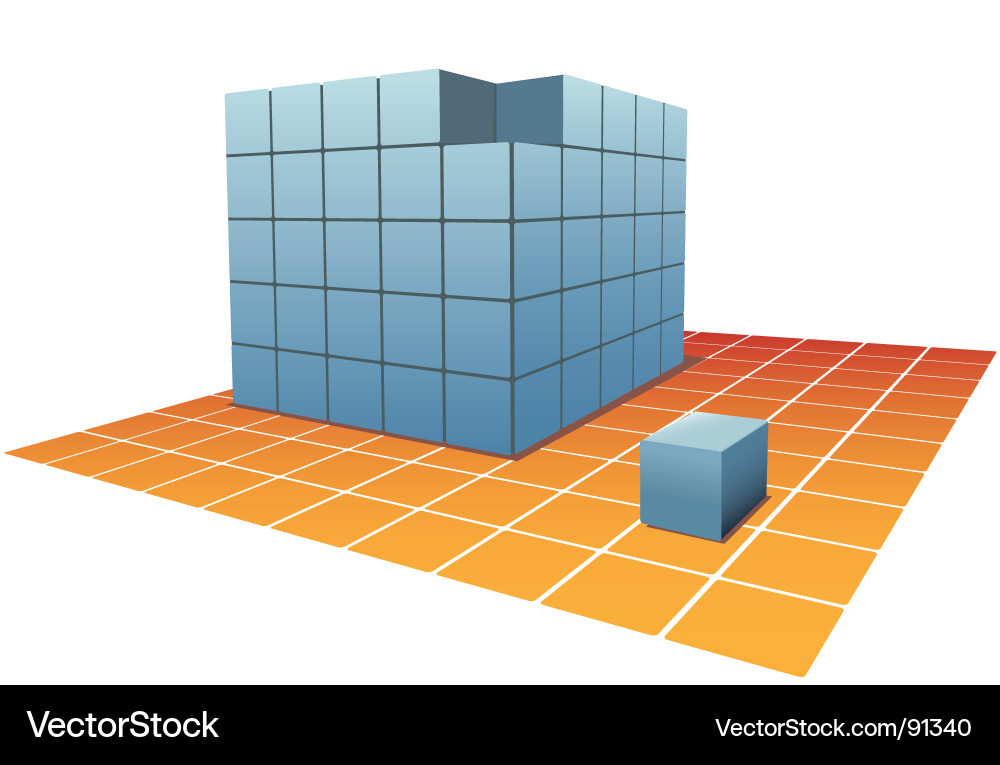 Isolated Cube on Grid vector image