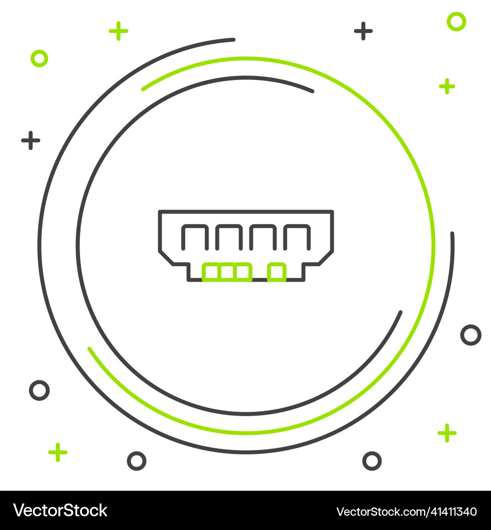 Line ram random access memory icon isolated Line ram random access memory icon isolated vector image